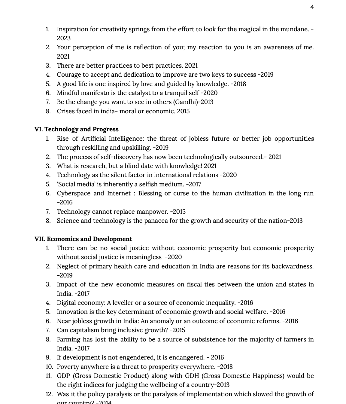 (PDF) Unsolved PYQs for UPSC Mains: Essay & General Studies (2013–2024)