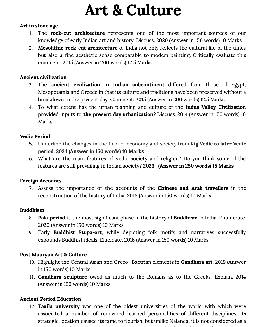 (PDF) Unsolved PYQs for UPSC Mains: Essay & General Studies (2013–2024)