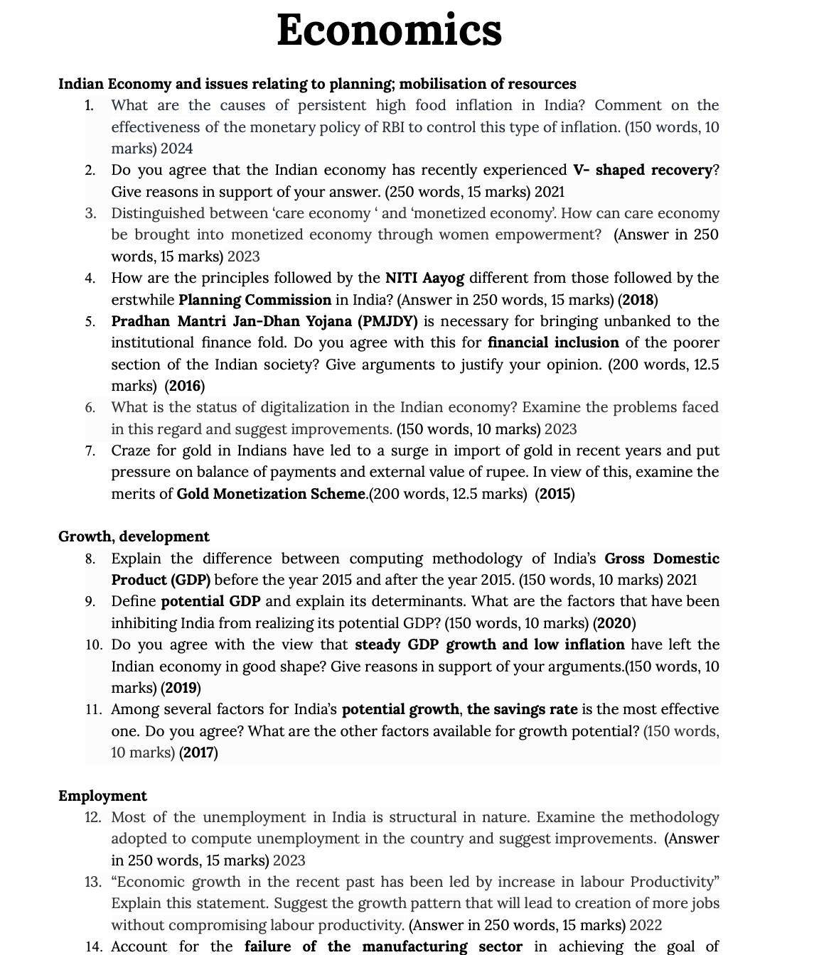 (PDF) Unsolved PYQs for UPSC Mains: Essay & General Studies (2013–2024)