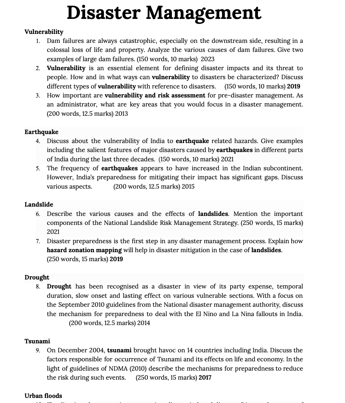 (PDF) Unsolved PYQs for UPSC Mains: Essay & General Studies (2013–2024)