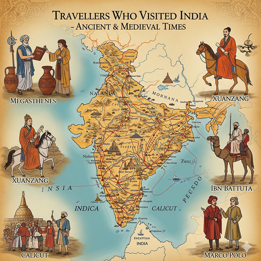 ✈️ Travellers Who Visited India (Ancient & Medieval Times) – UPSC Notes