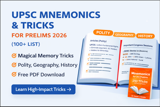 100+ UPSC Mnemonics &amp; Tricks for Prelims 2026 (Polity, Geography, History)