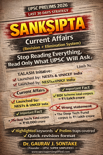 (PDF) SĀŃKŞIPTA – UPSC Prelims 2026 Current Affairs (31-Day Revision Plan)