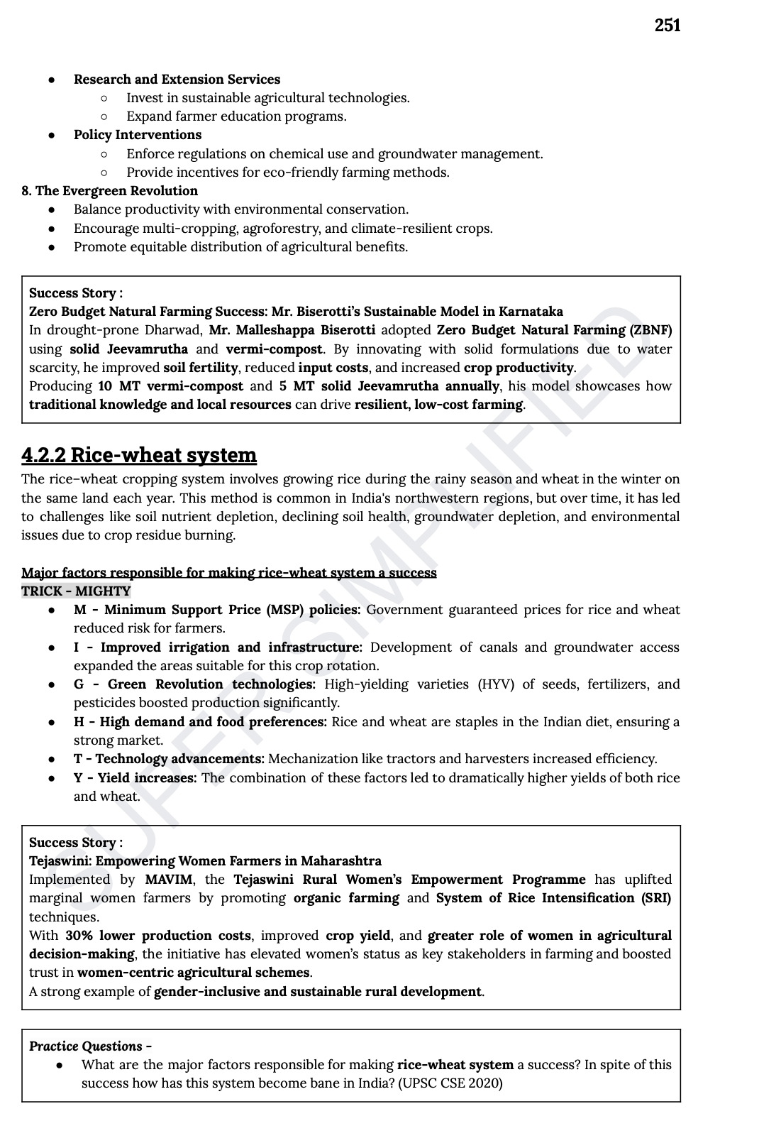Free Agriculture Mnemonics For UPSC Mains