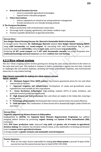 Free Agriculture Mnemonics For UPSC Mains